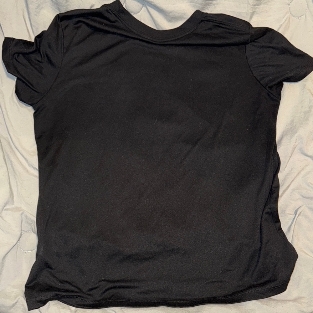 Nike women’s Black Short Sleeve Dri-FIT Tee with White Swoosh - Picture 3 of 3
